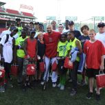 Boston, MA, August 2, 2013: Shane Victorino meets and greets with some of his Flyin' Hawaiian All-Stars before a game against the Arizona Diamondbacks. (Photo by Michael Cummo/Boston Red Sox)